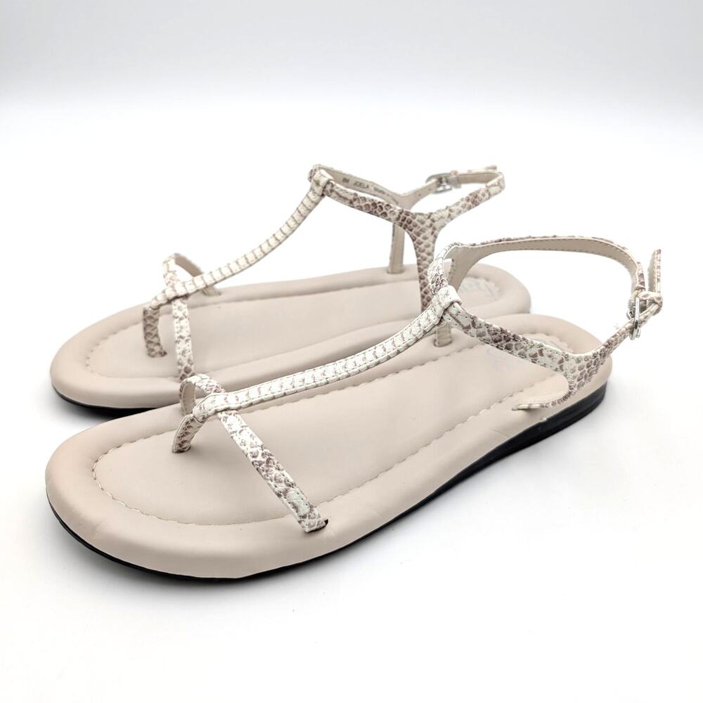 Franco Sarto Joela Ankle Strap Sandals Women's Grey Snake Print Size US8M EU38.5